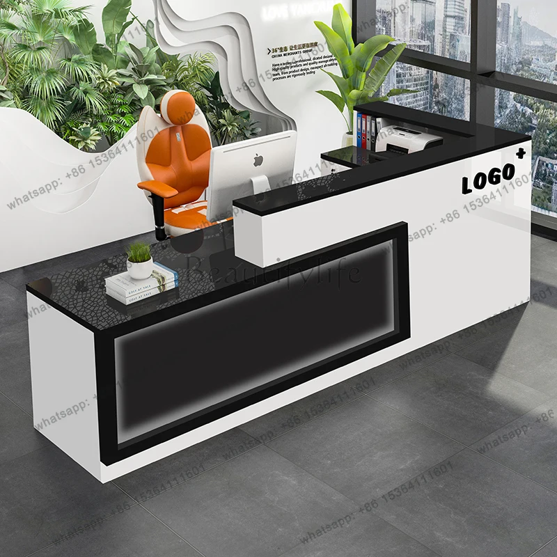

European Shop Reception Desks Beauty Bar Luxury Wood Hotel Restaurant Reception Desks Long Design Escritorio Trendy Furniture