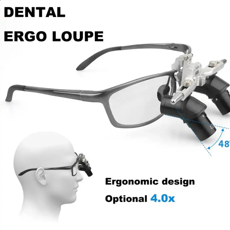 Ergo °   Dentallupen 4X 5X medizinische optische Lupe mit 5W professioneller Scheinwerferchirurgie Lupa verhindert Biegen und Senkung des Kopfes