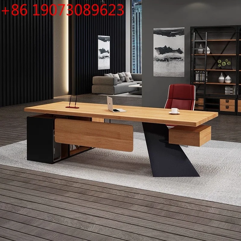 

Легкий роскошный элитный стол начальника, простой современный президентский стол, комбинация офисного стола и стула