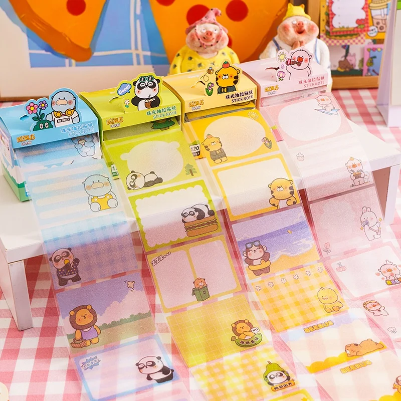 8-ボックス-ロットかわいいパンダ豚動物プルアウトメモパッドかわいい-n-回文房具ラベルメモ帳ブックマークポスト学用品