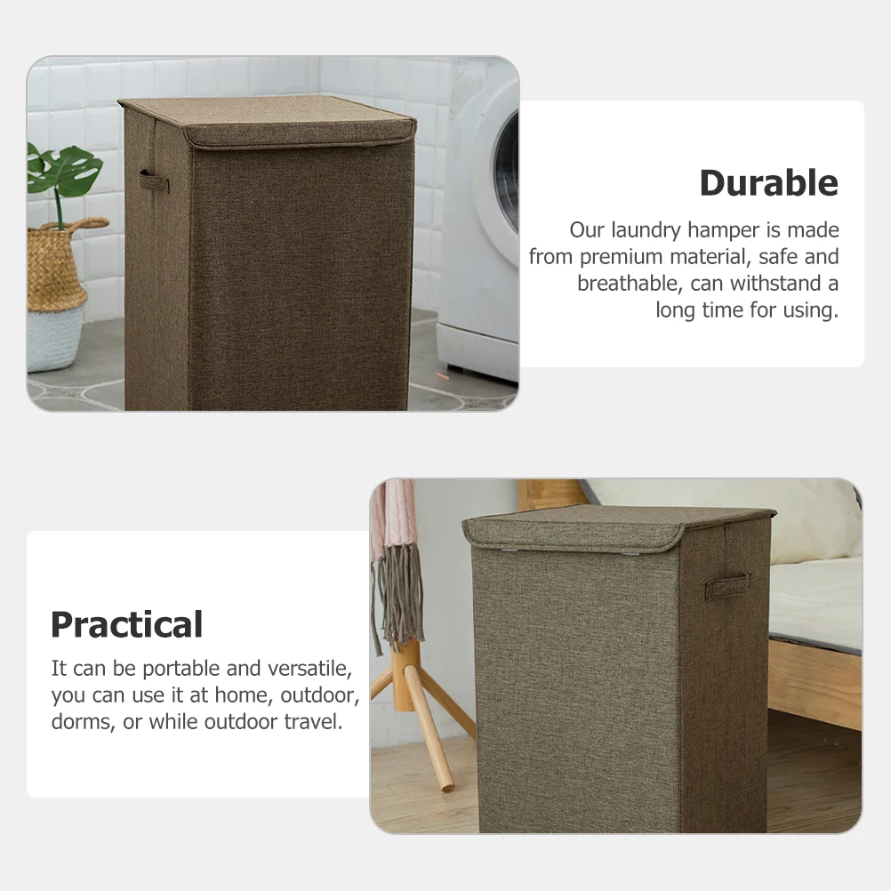 

Cotton Linen Storage Basket Thin Design For Small Spaces Laundry Hamper With Handle Lid Multifunctional Clothes Organizer