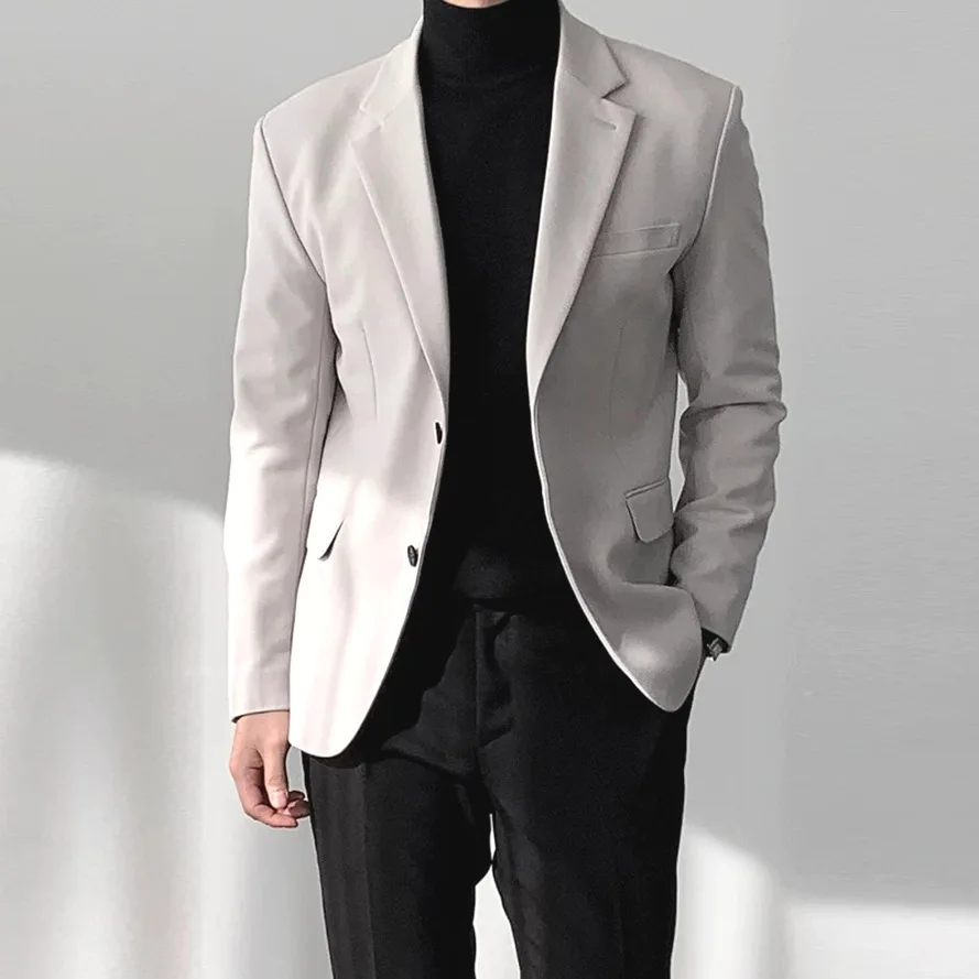 

Men's Bussiness Single Breasted Shoulder Pad Suit Jackets Elegant Formal Slim Fit Button Thin Non Iron Blazer Coat