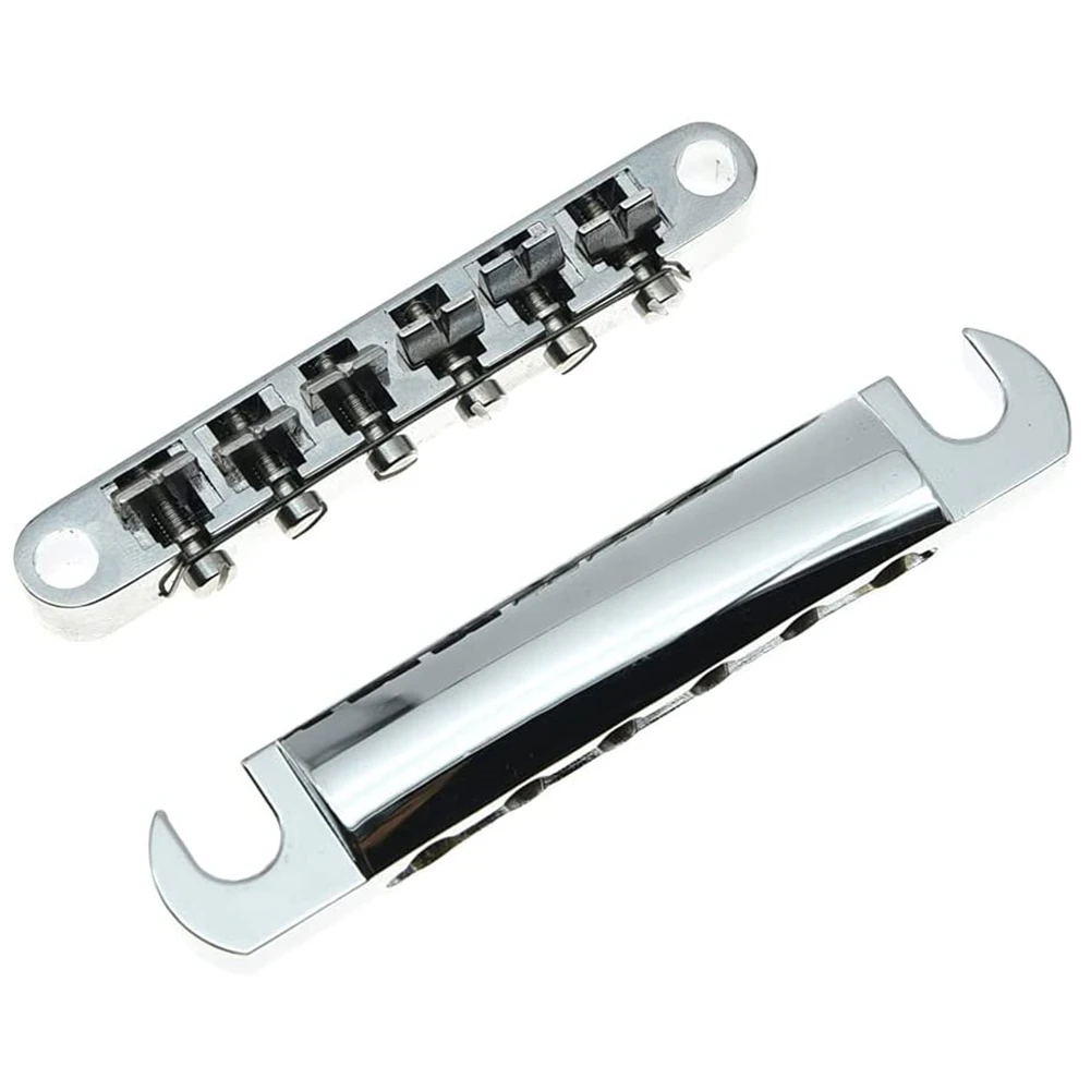 Tune-O-Matic Bridge and Tailpiece with Studs Set for ABR-1 Bridge Style Les Paul LP Electric Guitar Replacement,Silver