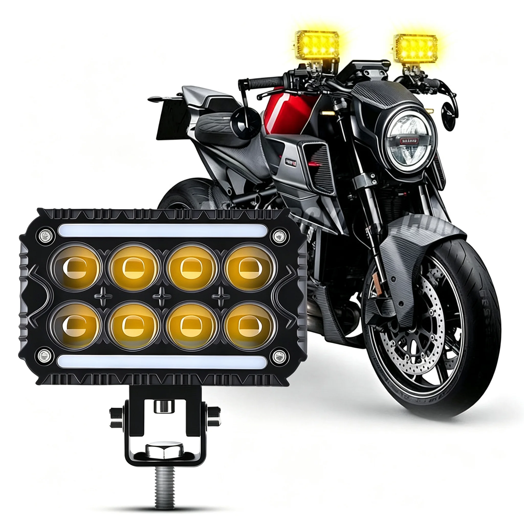 1/2Pcs 8/10/12 LED Motorcycle Work Light 12V Multi‑Color Strobe Flash Driving Lamp Offroad ATV UTV Spotlight Auxiliary Fog Light