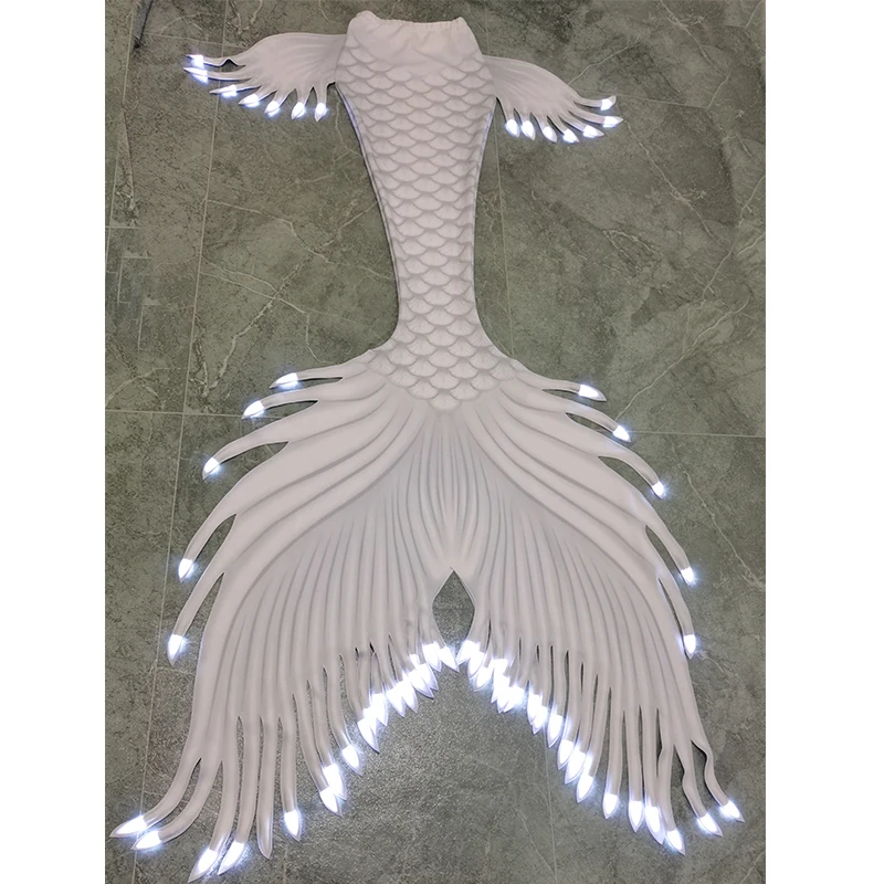 Led Light Mermaid Skin Tail Clothing White Light Fish Tail Photo Shooting Swimming Diving Underwear Halloween Costume Cosplay