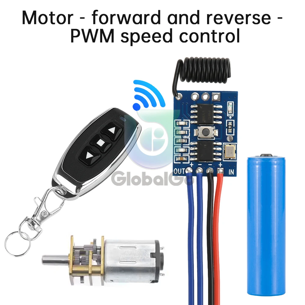 DC3-12V 30M Wireless Remote Control Forward and Reverse Micro Module DC Motor Drive Module PWM Speed Control