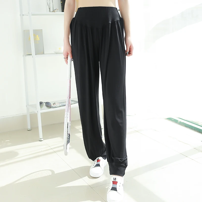 Spodnie do jogi z wysokim stanem z modalu, luźne, długie spodnie do tańca, odzież treningowa damska, letnie spodnie typu lantern, wygodne, oddychające, codzienne spodnie.