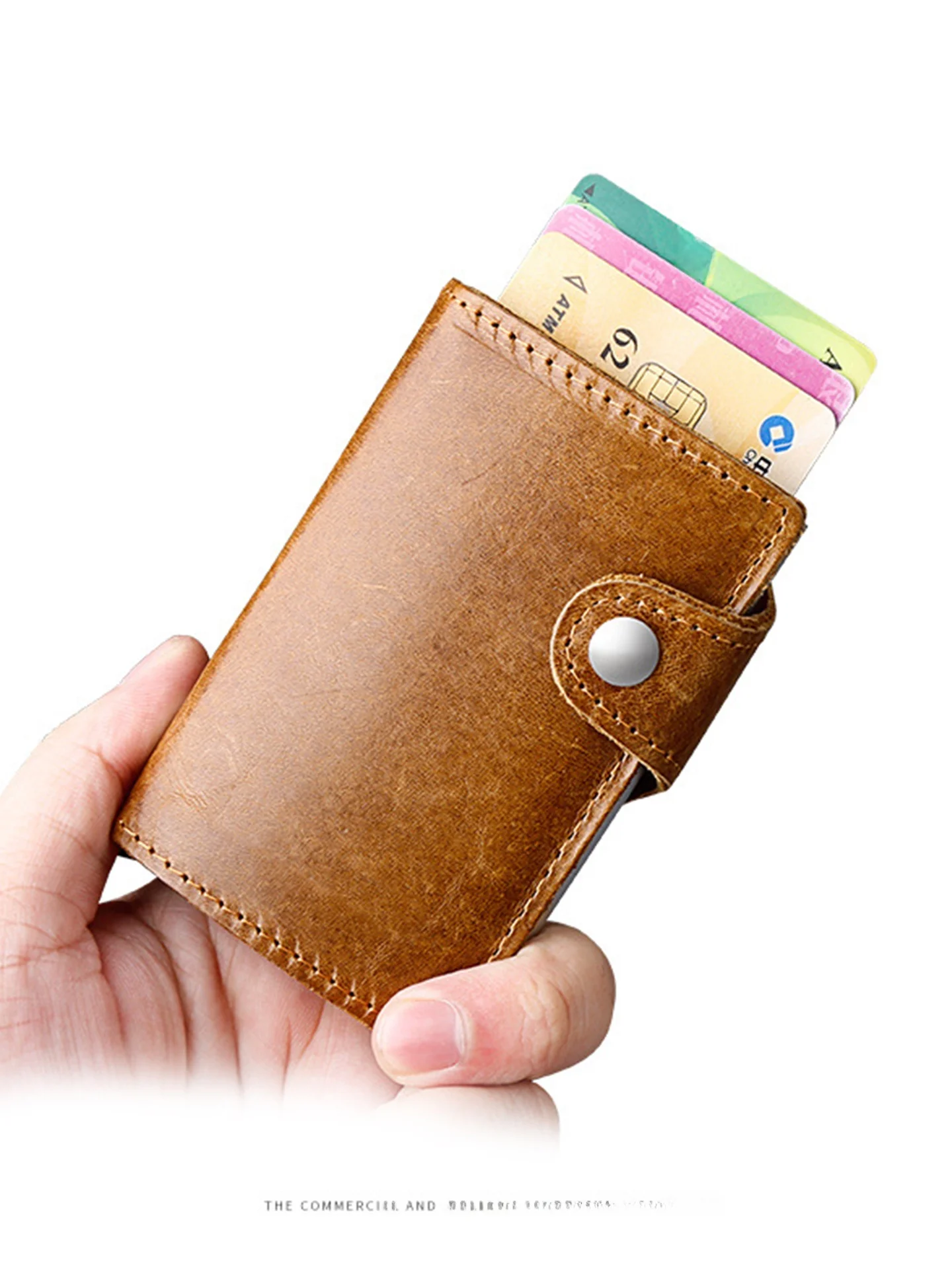 porte-cartes-automatique-en-metal-nouveau-modele-2026-en-cuir-veritable-vintage-avec-plusieurs-emplacements-pour-cartes-pince-a-cartes-de-credit-et-protection-anti-fraude-par-effraction