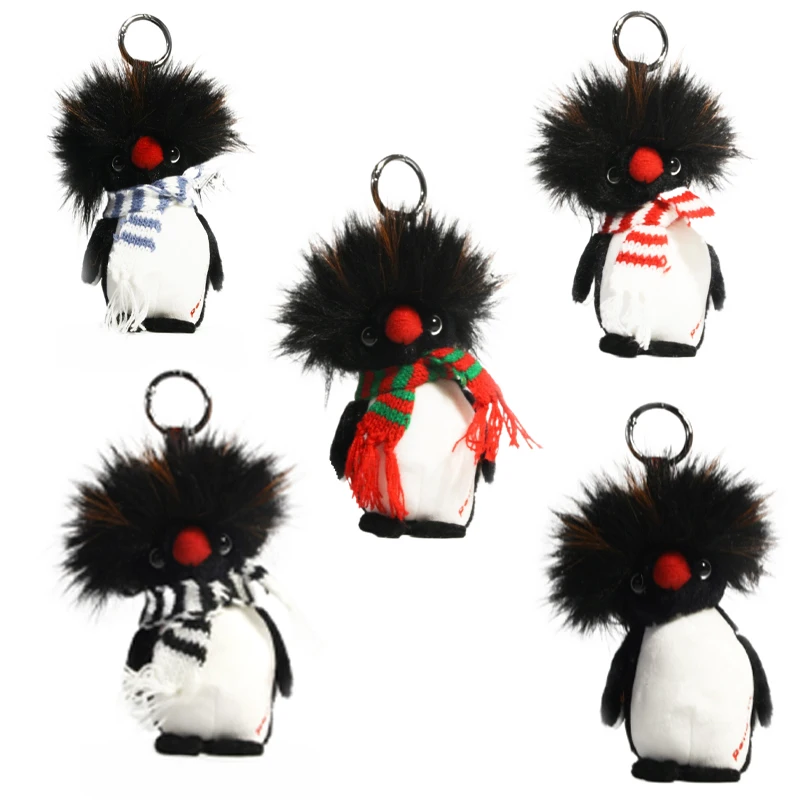 

Милая кукла-пингвин с пушистыми волосами и шарфом, забавный автомобильный брелок-подвеска, мягкая и удобная игрушка-брелок, сувенир, подарок-сюрприз