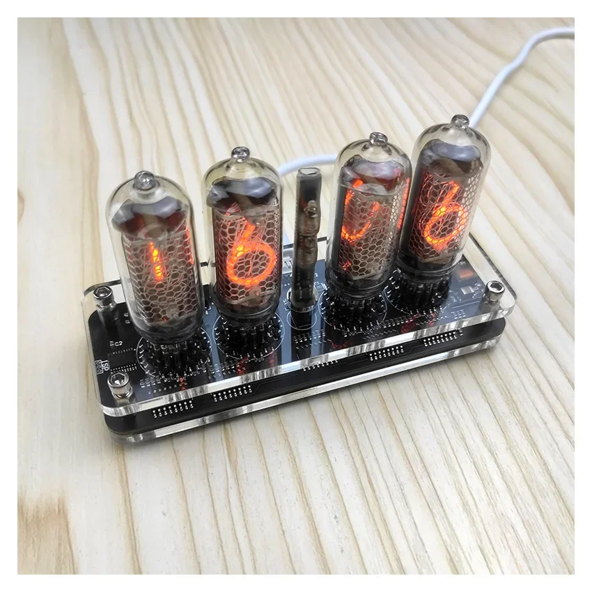 4 digit IN-8 Nixie Glow Tube Clock IN8 With LED Backlight Glow Tube DC5V USB