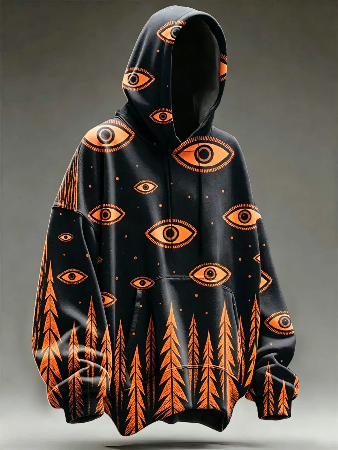 Unisex All Seeing Eye Pine Tree 3D Print Hoodie Mystic Forest Pattern Long Sleeve Casual Oversized Pullover