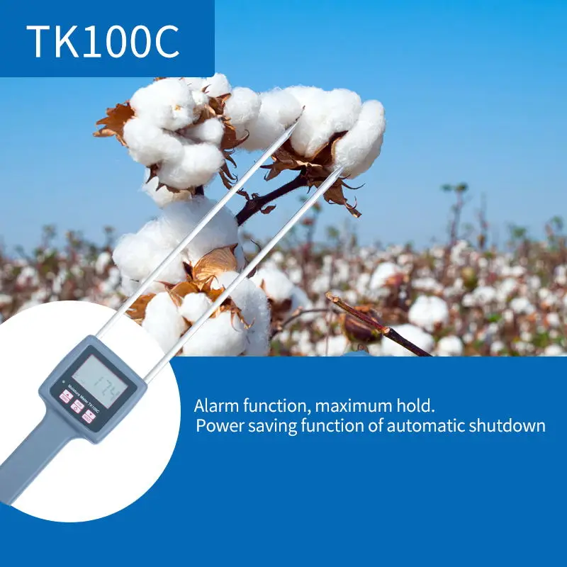 DC-TK100C Cotton Moisture Meter for seed cotton bale moisture Content Testing with 280mm probe sensor