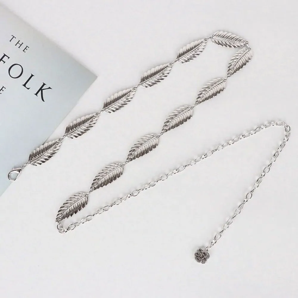 多用途ヴィンテージメタルリーフベルト エレガントな調節可能なボディチェーン ボヘミアンシックなドレスウエストチェーン レディースファッションアクセサリー