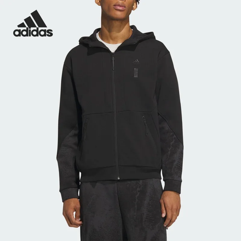 Adidas New Men's Print Splicing Hooded Casual Jacket IP4942