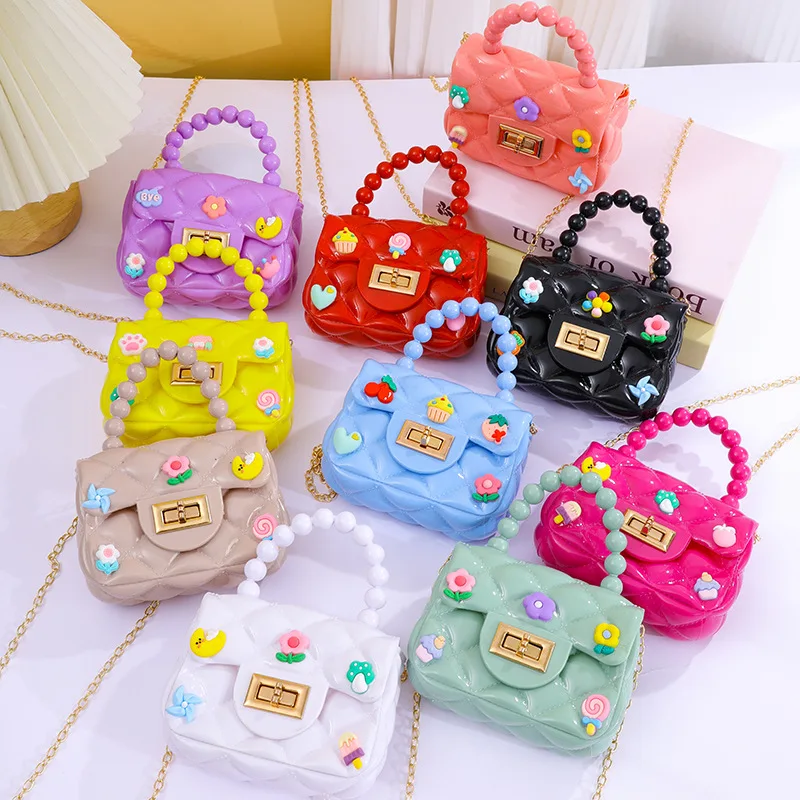 2026New handmade patchesDIYMini chain crossbody bag for girls, children's coin purse Gel bag