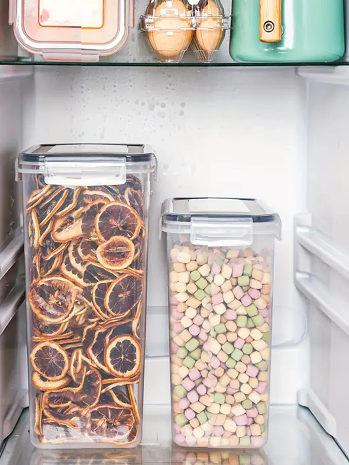 

6pcs Grain containers Food storage containers, airtight dry food storage containers, black lock-lid storage containers for flour