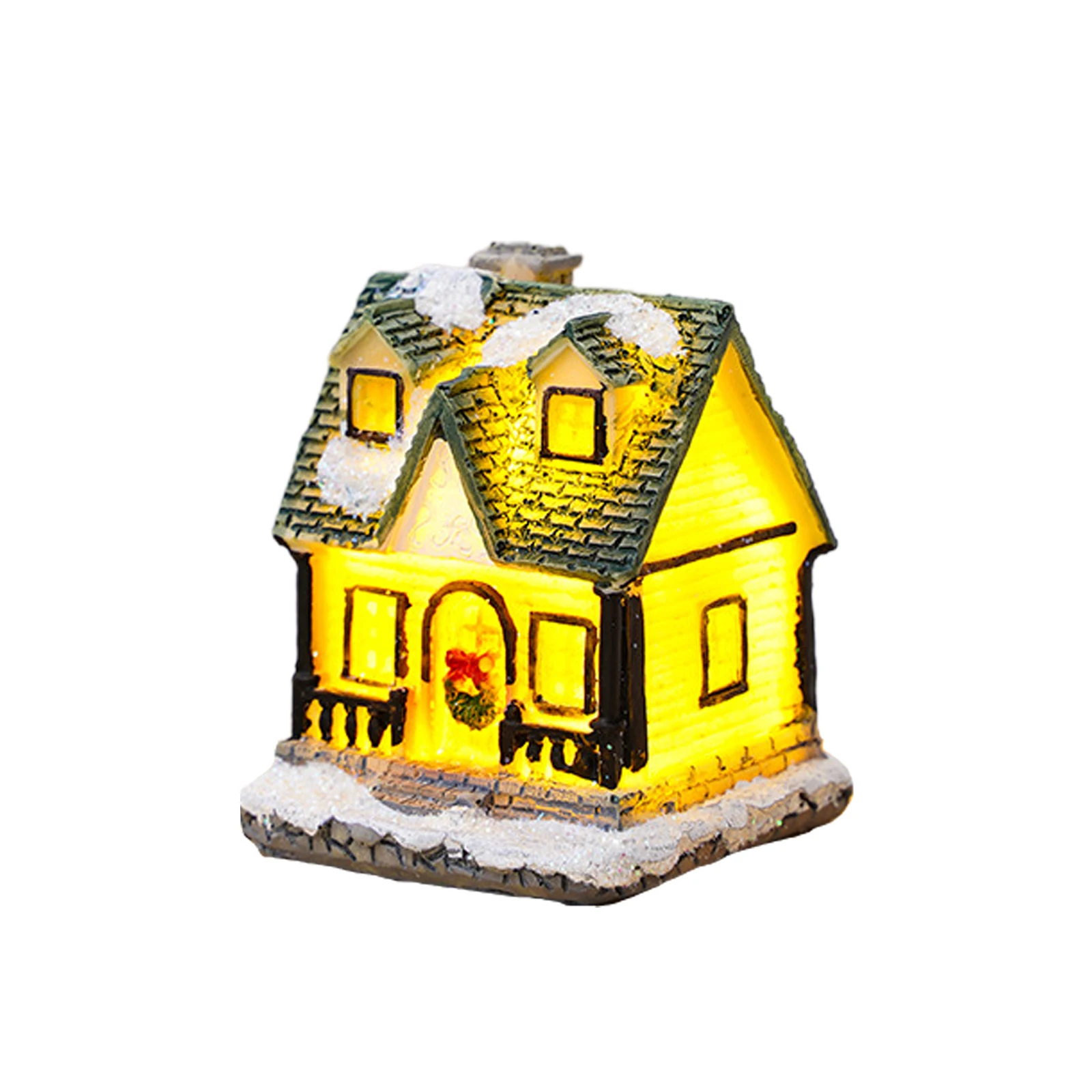 

Ornament Small House Collection Architecture Cristmas Ornaments For Home Table Xmas Gifts New Year 2024 LED Christmas Light