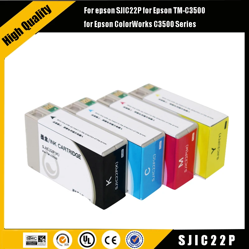 

Europe SJIC22P Pigment ink Cartridge Compatible For Epson TM-C3500 C3500 Label printer Ink cartridges C33S020577 SJIC22P(K)