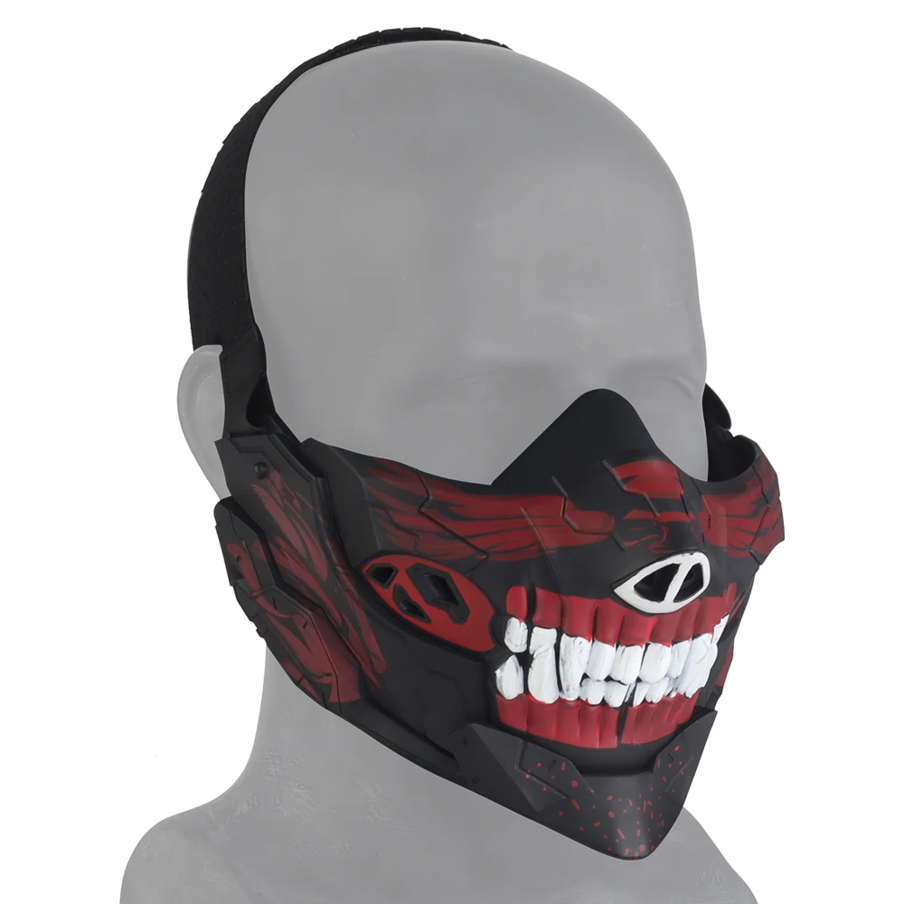 PartyCosplay Halloween Rebel Skull Half Face Mask Tactical Half Face Cover Breathable Mesh Paintball CS Game Protective Facemask