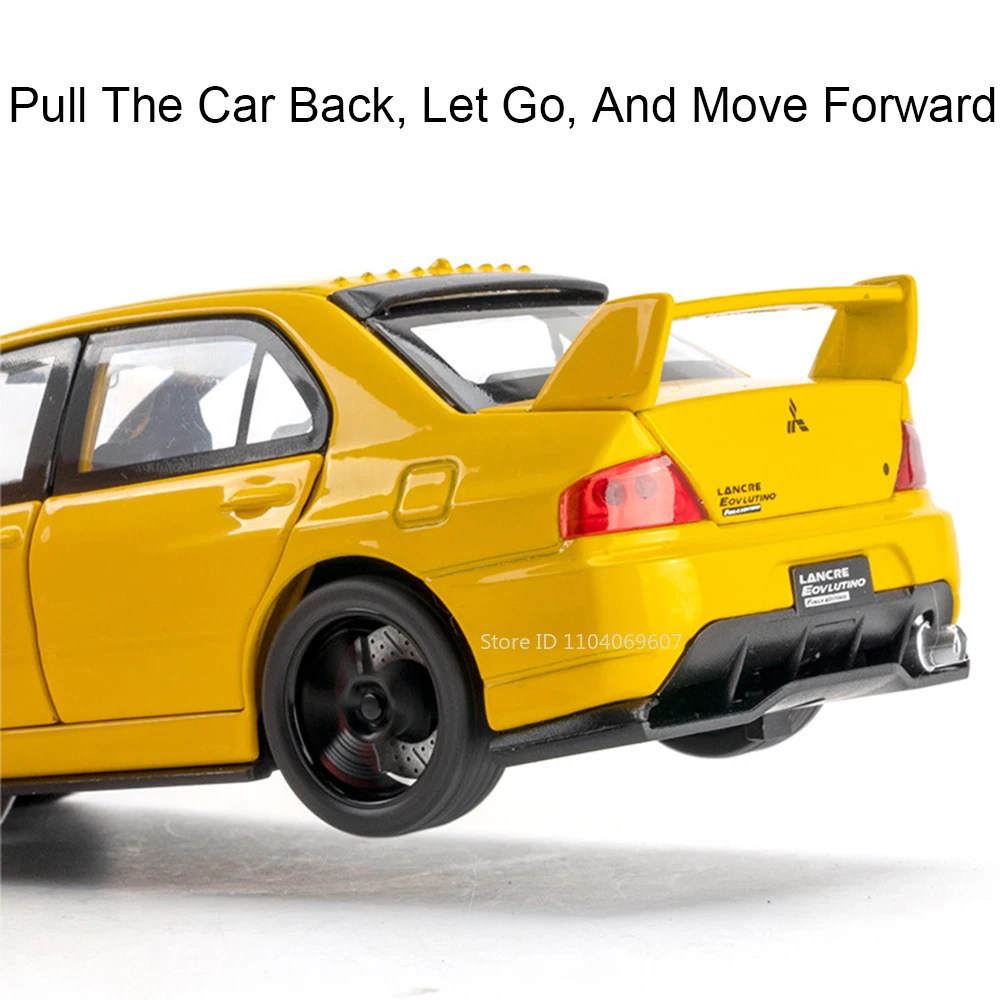 1:32 スポーツカー三菱ランサーエボリューションモデルおもちゃ金属ダイキャストスーパーカープルバック 6 ドアオープンサウンドライトボーイズプレゼント