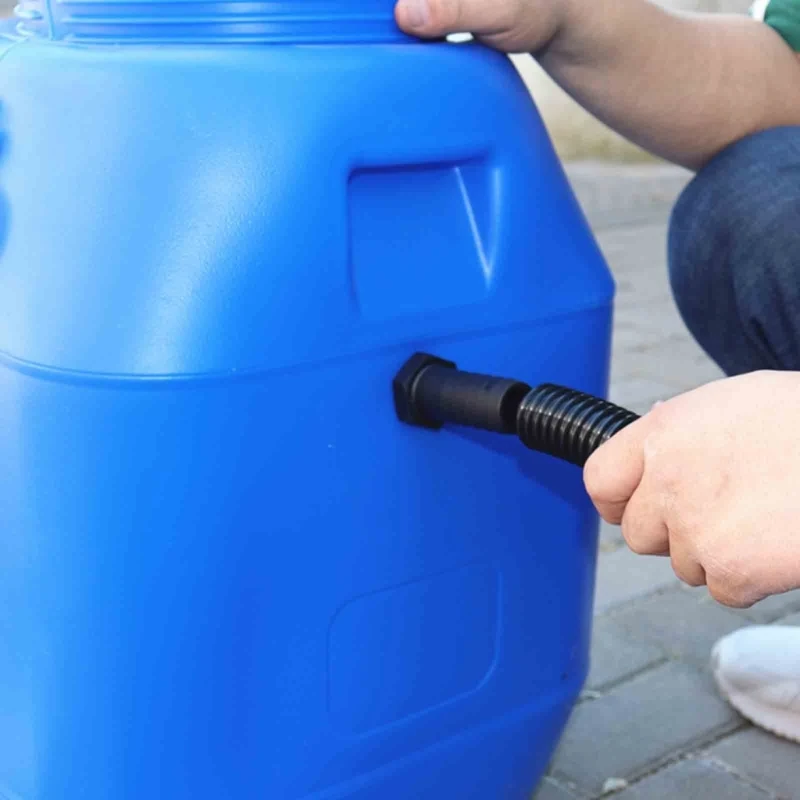 Juego conexión barriles agua lluvia, conectores 1 "con mangueras flexibles 100cm, para solución sencilla