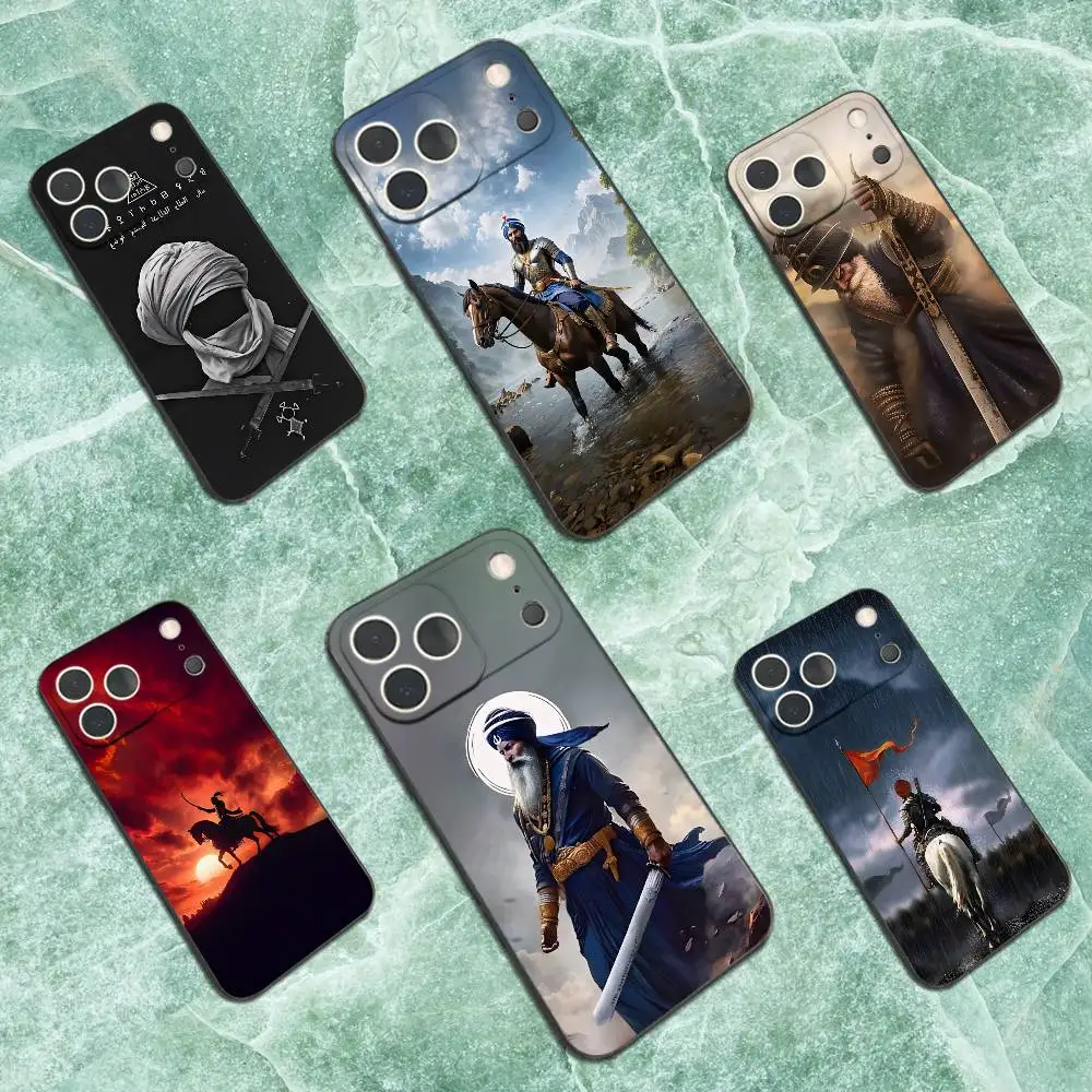 

N-Nihang Singh Sikh Warrior Case For iPhone 17,16,15,14,13,12,11 Plus,Pro Max,XS,X,XR,SE,Mini,8,7,Soft Silicone Black Cover