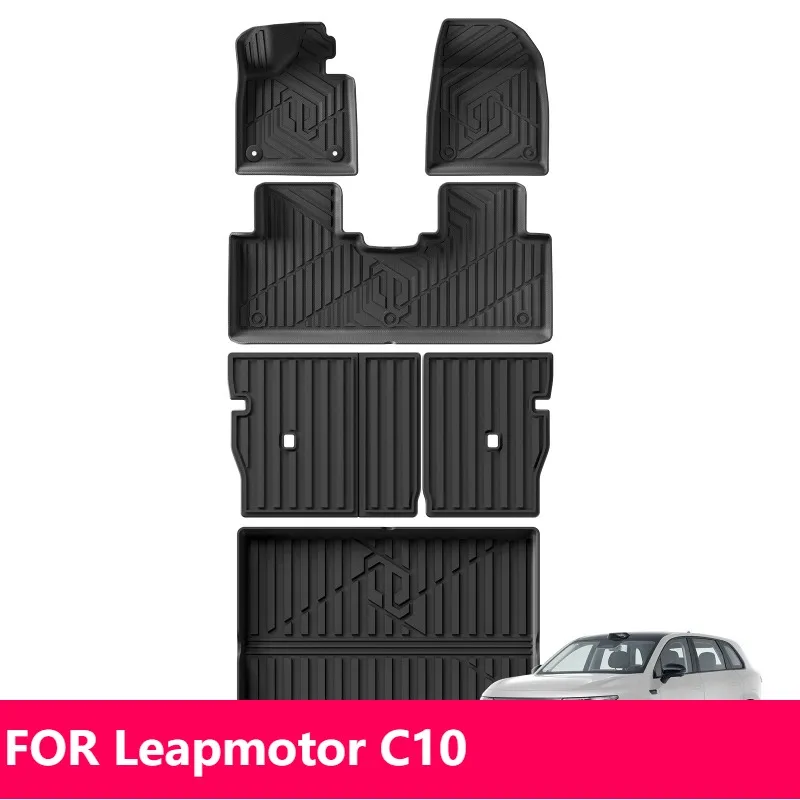 

For Leapmotor C10 2024-2026 TPE 3D Waterproof Floor Mats All-Weather Black Car Accessories