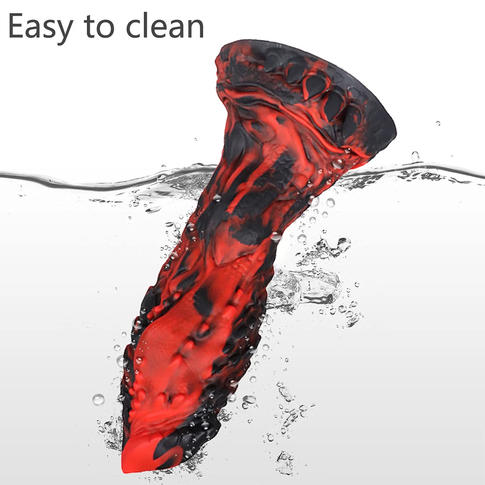 8.8inch Reddish-Black Color Nighthawk Shaped Safety Liquid Silicone Material Dildo Soft Animal Monster Penis Big Butt Anal Plug