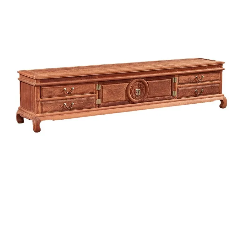 

Burmese mahogany TV cabinet, solid wood, plain surface, Chinese floor cabinet