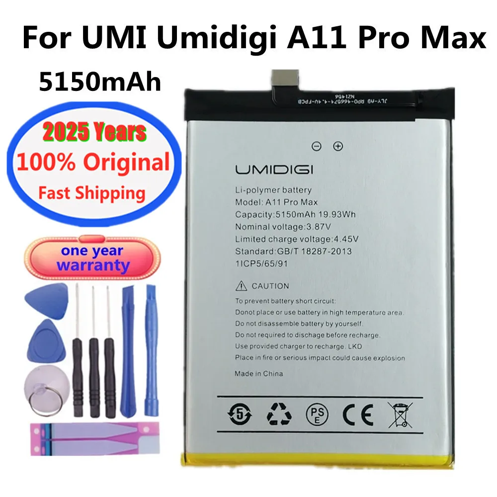 2025 Years 100% Original Battery For UMI Umidigi A11 Pro Max A11Pro Max 5150mAh High Quality Phone Bateria Battery + Tools