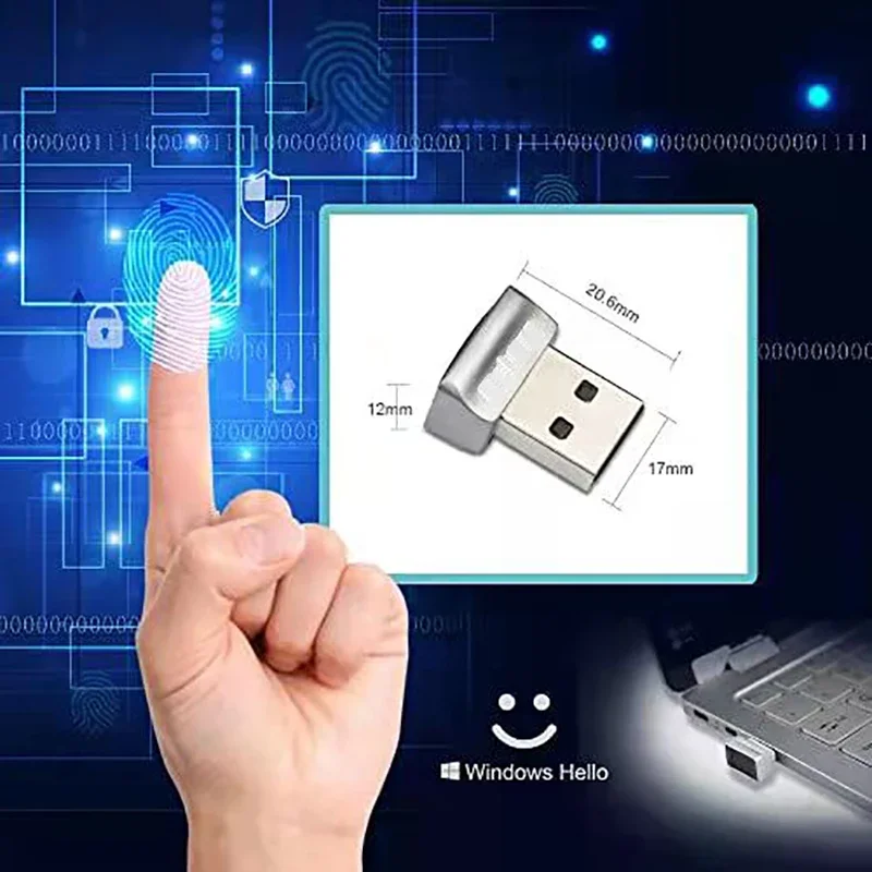 USB Fingerprint Reader Module for Windows 7,8,10 ,11 Hello Windows, Biometric Scanner padlock for Laptops & PC