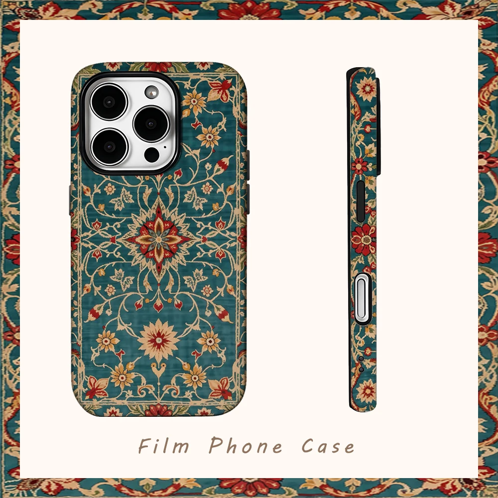 Retro Türkisch-Persischer Stil Handyhülle für iPhone 18/17/16/15/14/13/12/11/X/XS/XR/XSMAX/7/8 Pro Max Plus Doppelschichtige Rückabdeckung