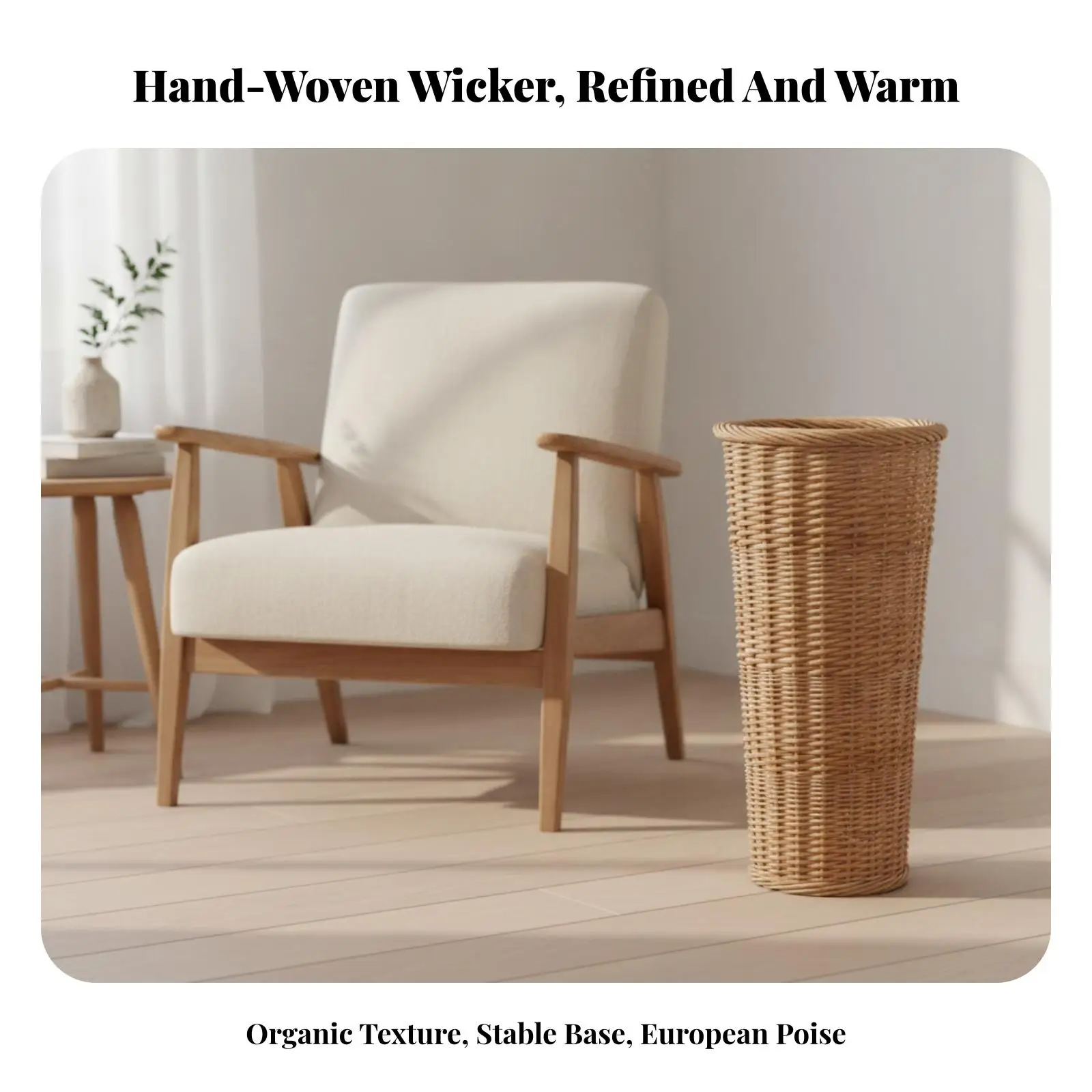 Umbrella Stand Space-Saving Umbrella Holder Storage Bin Rustic Woven Basket Long-Lasting for Entryway, Hallway