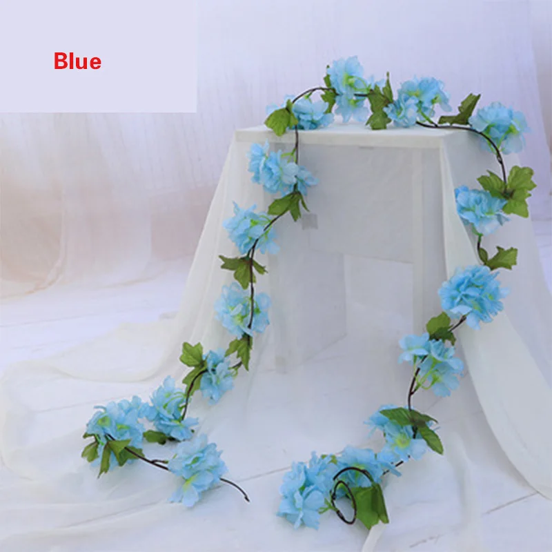 180 cm 135 Köpfe künstliche Kirschblüten-Blumenrebe, hängende Blumengirlande für Hochzeit, Party, Heimdekoration, japanisches Kawaii-Dekor