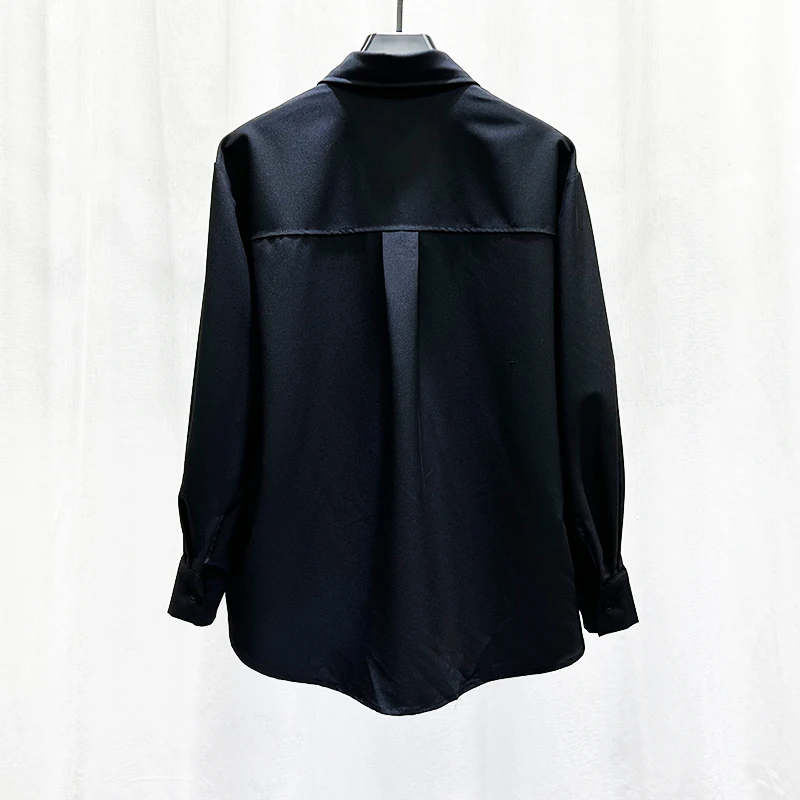 2025 New High-end Design Heavy-duty Rhinestone Long-sleeve Shirt for Men Trendy Loose Casual Versatile Turn-down Collar Shirt