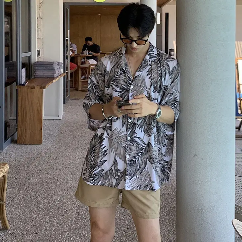 Men's Clothing Floral Shirt Short Sleeve Summer Lightweight Loose Fit Casual Streetwear Stylish Cover Up Blouse