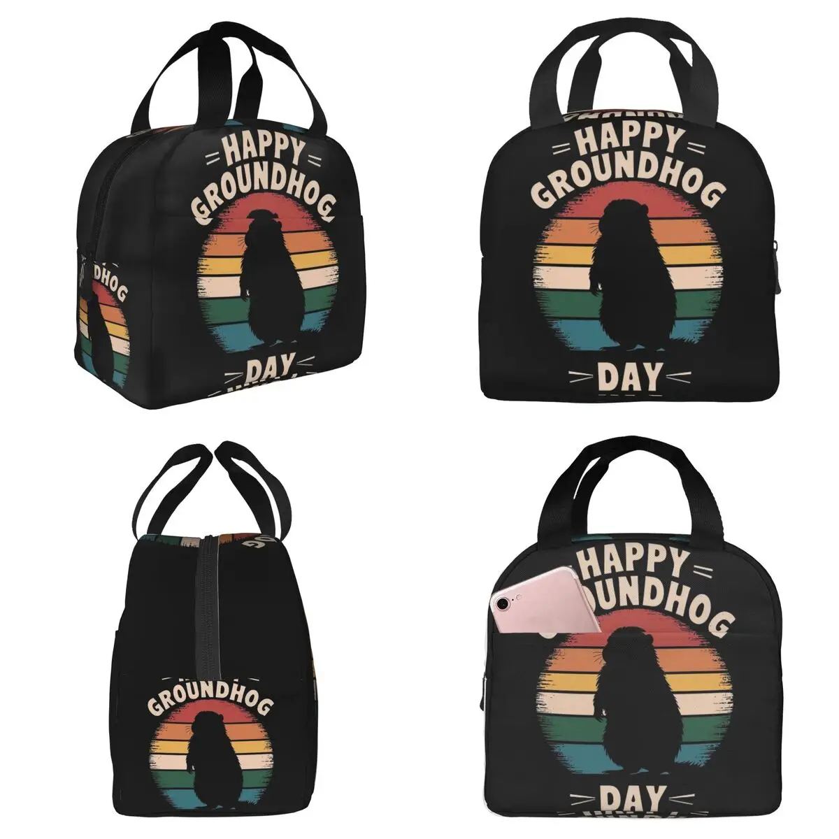 Celebrate Groundhog Day Insulated Lunch Bag for Women Office Cooler Thermal Food Box Tote Leakproof Lunch Boxes Container