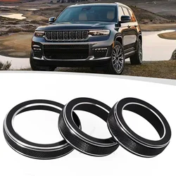 Air Conditioning Volume Radio Button Knob Cover Black AC Radio Switch Trim Ring Knob Cover For Jeep-Grand For Cherokee 2014-2021