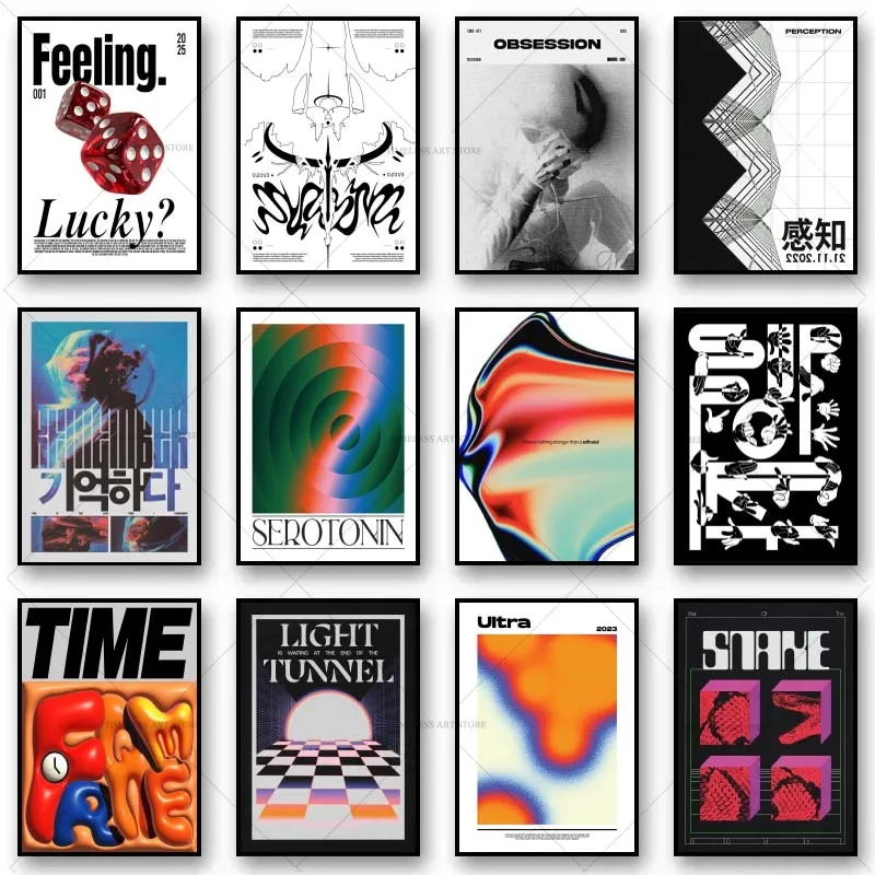Abstrakte Zitate, Typografie, Kunstposter, Druck, Gefühl, Glück, ästhetische Wandkunst, Leinwandgemälde für Wohnzimmer, Schlafzimmer, Heimdekoration