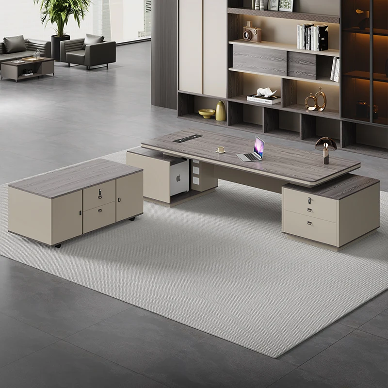 

light luxury, high-end boss desk, high-end large desk, simple and modern chairperson's office desk and chairs