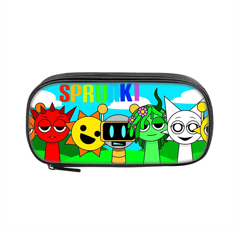 Sprunki 만화 애니메이션 펜 상자 가방 학생 대용량 학교 용품 지퍼 연필 케이스 어린이 생일 선물