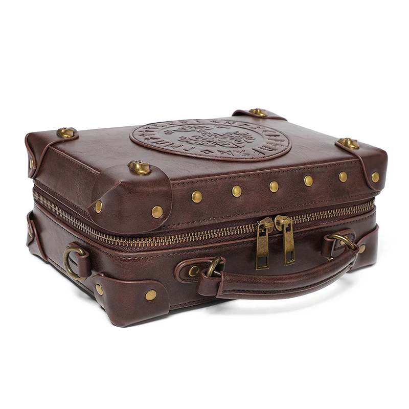 Sac à bandoulière en cuir vintage pour hommes et femmes, sacoche Steampunk Bombs Case, sac à main fourre-tout lancé, messager carré, sac latéral