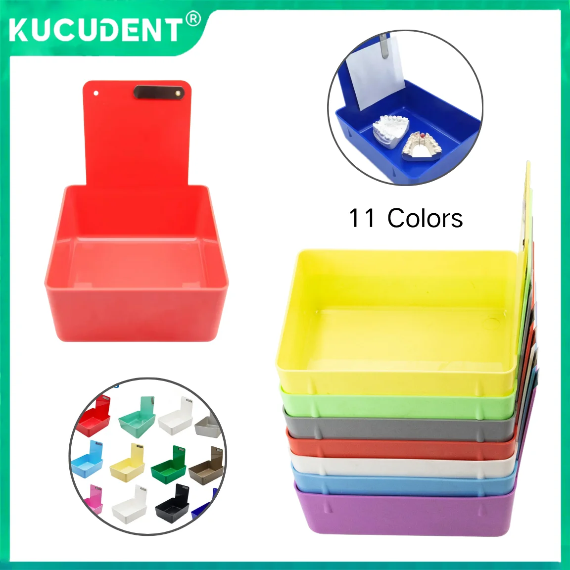 

Dental Lab Storage Box Plastic Working Tray Pans Turnover Case Colourful Work Tray With Clip Holder Dentistry Laboratory Tool