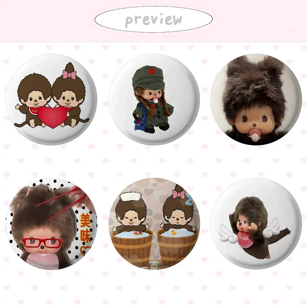 Cute M-monchhichi-eS Cover Brooches Funny Meme Badge Fashion Jewelry Gifts