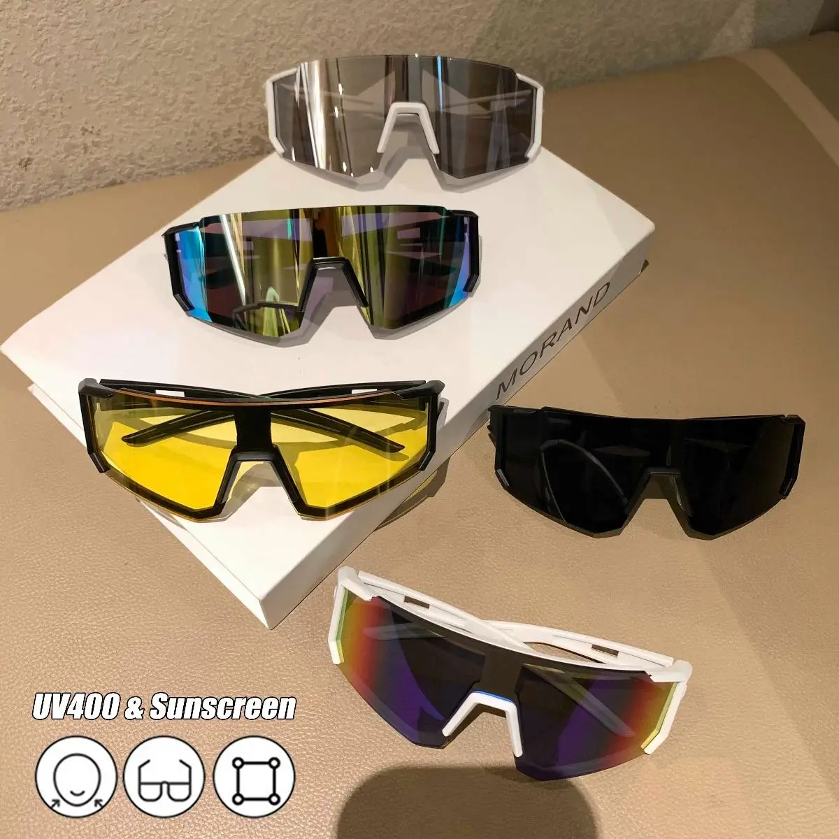 Gafas de sol de ciclismo con protección UV400, Unisex, antiultravioleta, moda coreana, Cyberpunk, a prueba de viento, senderismo, Sking, escalada, MTB