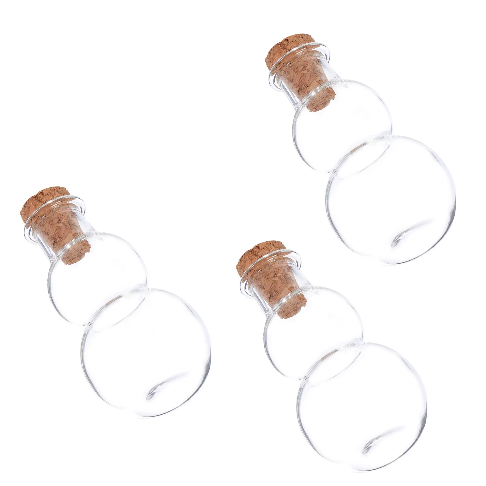 

3Pcs Gourd Shape Glass Wishing Bottles with Cork Stopper Clear DIY Decoration Bottle for Message Storage Perfume Container Drift