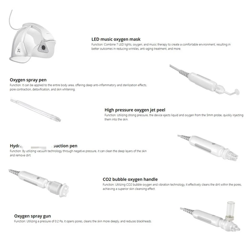 Spa 11in1 Co2 Bubble Jet Peel Hydro Beauty Facial Machine Pure Music Oxygen Dome O2 Derm Facial Machine