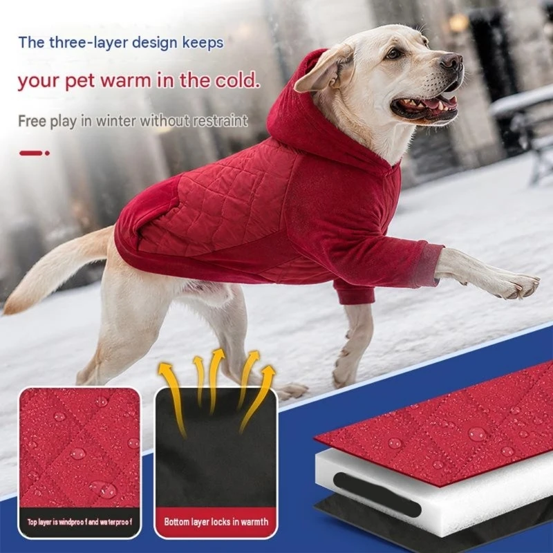 Zwei Kapuzenjacken für Hunde mit Vorderärmeln, Wintermantel für Spaziergänge bei kaltem Wetter, 3 x – Detail 1