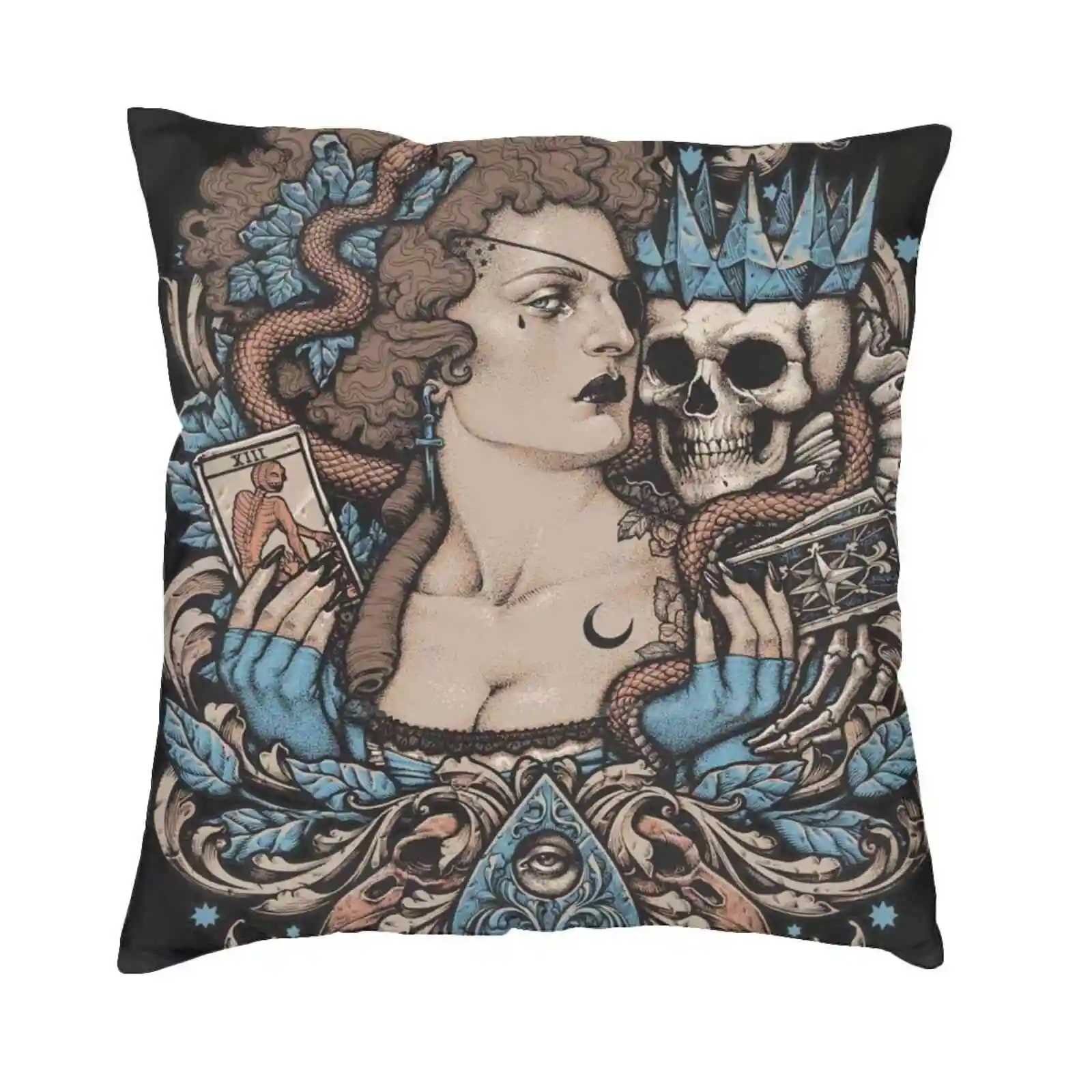 

Футболка Madame Planchette, хлопковая футболка, пират, средний размер Таро, кукольный кукольный череп, корона, готический барокко, концерт, паранормальный скелет, король