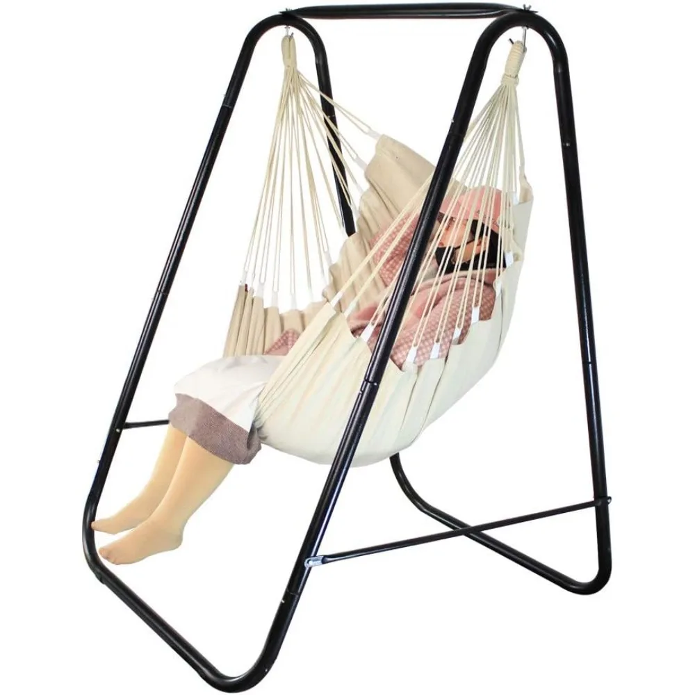 

Hammock Chair Stand, Include Large Hanging Indoor Swing,MAX Load 500 LBS, Heavy-Duty Steel Hammock Stand